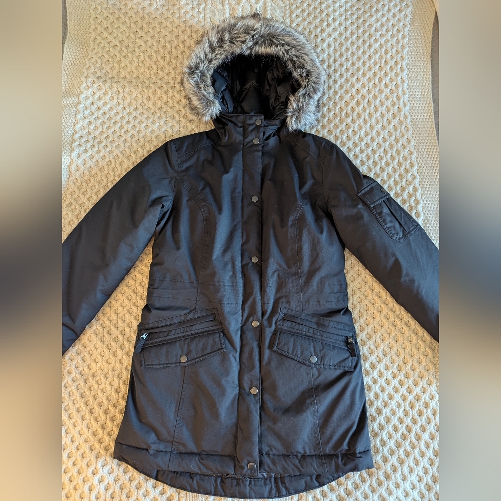 ❄EDDIE BAUER❄️WEATHEREDGE Waterproof☃️Windproof Black Down Parka Sz Med Perfect!